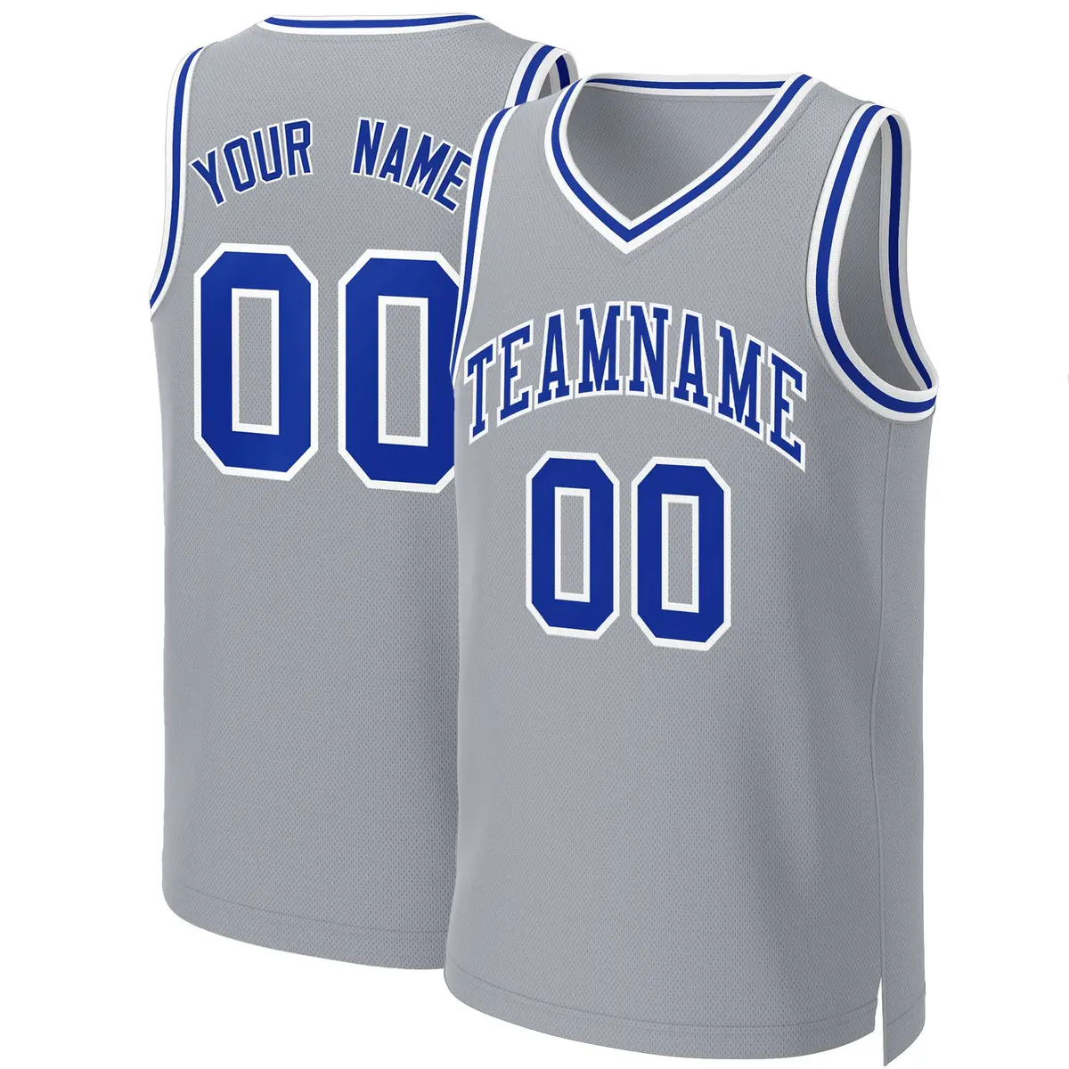 Gray Royal-White Classic Team Basketball Jersey