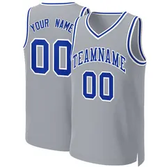 Gray Royal-White Classic Team Basketball Jersey 1