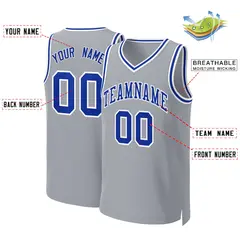 Gray Royal-White Classic Team Basketball Jersey 2