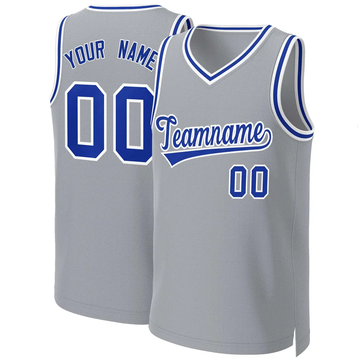 Gray Royal-White Classic Team Basketball Jersey