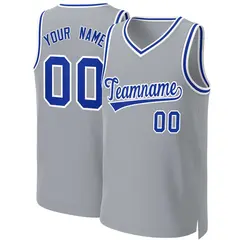 Gray Royal-White Classic Team Basketball Jersey 1