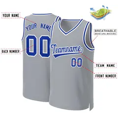 Gray Royal-White Classic Team Basketball Jersey 2