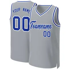 Gray Royal-White Classic Team Basketball Jersey 1