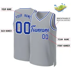 Gray Royal-White Classic Team Basketball Jersey 2