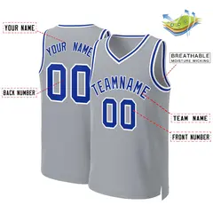 Gray Royal-White Classic Team Basketball Jersey 2