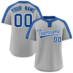 Gray Royal-White Classic Two-Button Softball Jersey