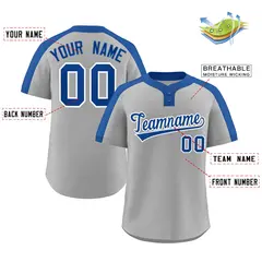 Gray Royal-White Classic Two-Button Softball Jersey 2