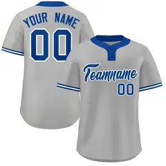 Gray Royal-White Classic Two-Button Softball Jersey 1