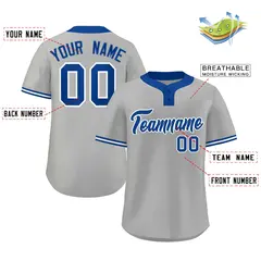 Gray Royal-White Classic Two-Button Softball Jersey 2
