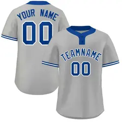 Gray Royal-White Classic Two-Button Softball Jersey