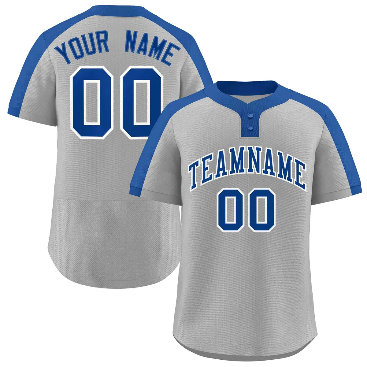 Gray Royal-White Classic Two-Button Softball Jersey