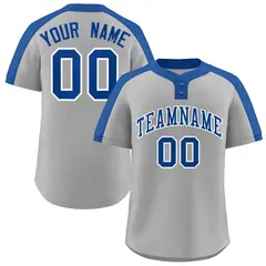 Gray Royal-White Classic Two-Button Softball Jersey 1