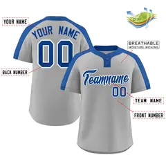 Gray Royal-White Classic Two-Button Softball Jersey 2