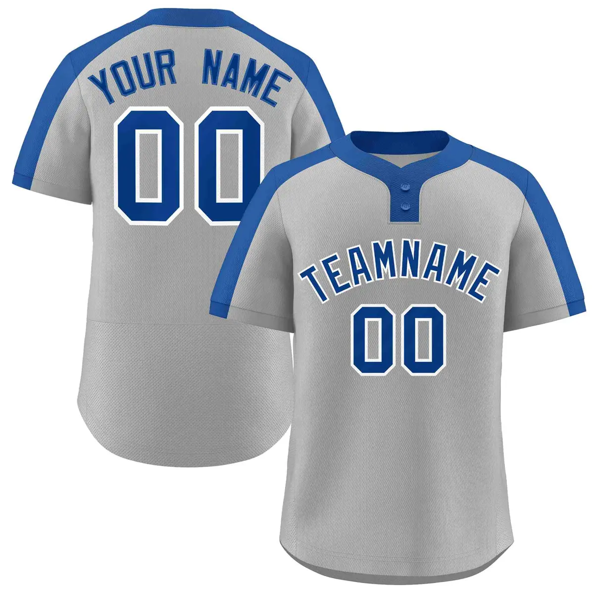 Gray Royal-White Classic Two-Button Softball Jersey
