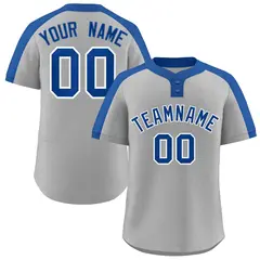 Gray Royal-White Classic Two-Button Softball Jersey 1