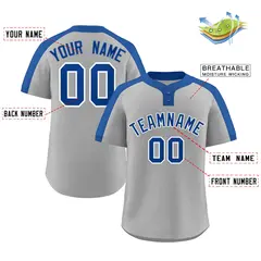 Gray Royal-White Classic Two-Button Softball Jersey 2
