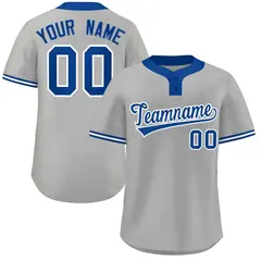 Gray Royal-White Classic Two-Button Softball Jersey