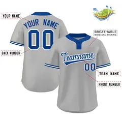 Gray Royal-White Classic Two-Button Softball Jersey 2