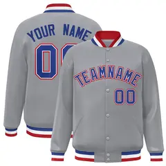 Gray Royal-White Classic Varsity Full-Snap Letterman Jacket 1