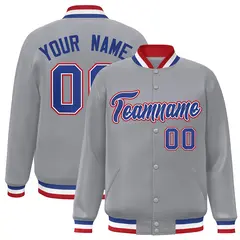Gray Royal-White Classic Varsity Full-Snap Letterman Jacket 1
