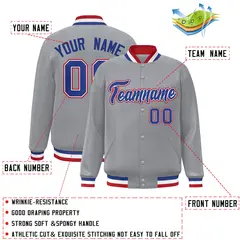 Gray Royal-White Classic Varsity Full-Snap Letterman Jacket 2