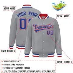 Gray Royal-White Classic Varsity Full-Snap Letterman Jacket 2