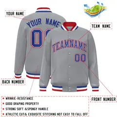 Gray Royal-White Classic Varsity Full-Snap Letterman Jacket 2