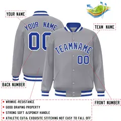 Gray Royal-White Classic Varsity Full-Snap Letterman Jacket 2