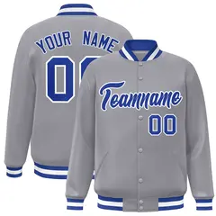 Gray Royal-White Classic Varsity Full-Snap Letterman Jacket 1