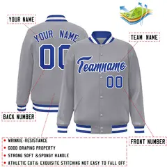 Gray Royal-White Classic Varsity Full-Snap Letterman Jacket 2