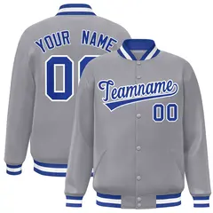 Gray Royal-White Classic Varsity Full-Snap Letterman Jacket 1