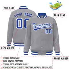 Gray Royal-White Classic Varsity Full-Snap Letterman Jacket 2