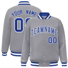 Gray Royal-White Classic Varsity Full-Snap Letterman Jacket 1