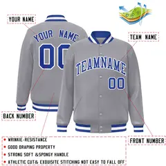 Gray Royal-White Classic Varsity Full-Snap Letterman Jacket 2