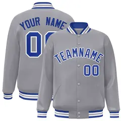 Gray Royal-White Classic Varsity Full-Snap Letterman Jacket