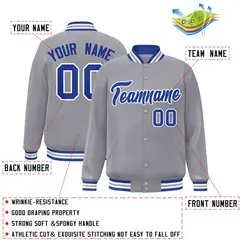 Gray Royal-White Classic Varsity Full-Snap Letterman Jacket 2
