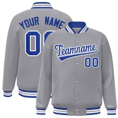 Gray Royal-White Classic Varsity Full-Snap Letterman Jacket 1