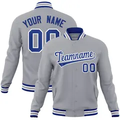 Gray Royal-White Classic Varsity Full-Snap Letterman Jacket