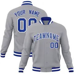 Gray Royal-White Classic Varsity Full-Snap Letterman Jacket 1