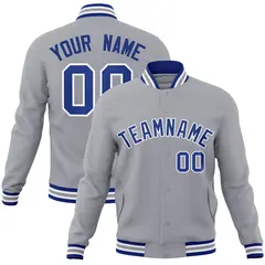 Gray Royal-White Classic Varsity Full-Snap Letterman Jacket