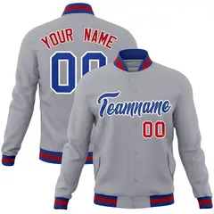 Gray Royal-White Classic Varsity Full-Snap Letterman Jacket 1