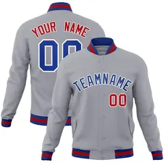 Gray Royal-White Classic Varsity Full-Snap Letterman Jacket