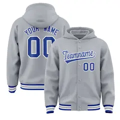 Gray Royal-White Classic Varsity Letterman Jacket Hoodie 1