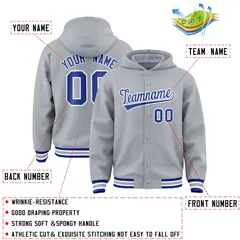 Gray Royal-White Classic Varsity Letterman Jacket Hoodie 4