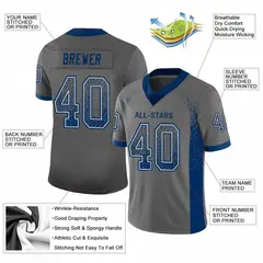 Gray Royal-White Drift Mesh Football Jersey 3