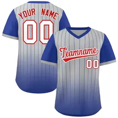 Gray Royal-White Gradient Pinstripe Baseball Jersey