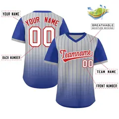 Gray Royal-White Gradient Pinstripe Baseball Jersey 2