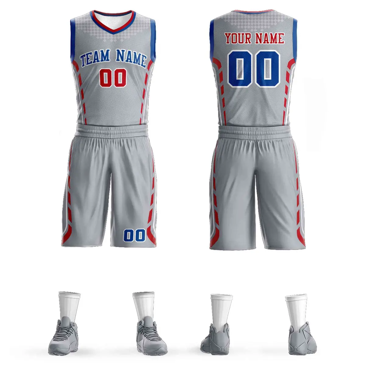 Gray Royal-White Graffiti Oblique Bar Basketball Jersey