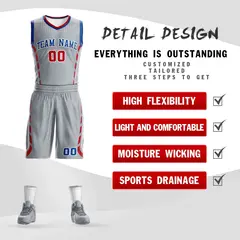 Gray Royal-White Graffiti Oblique Bar Basketball Jersey 2