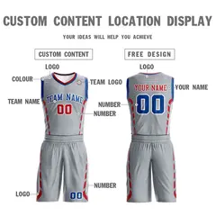 Gray Royal-White Graffiti Oblique Bar Basketball Jersey 3